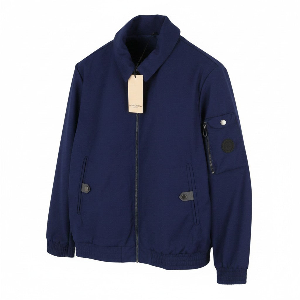 SCOTCH & SODA Men Jacket L Dark Blue Spread Full Zip Lightweight Bomber