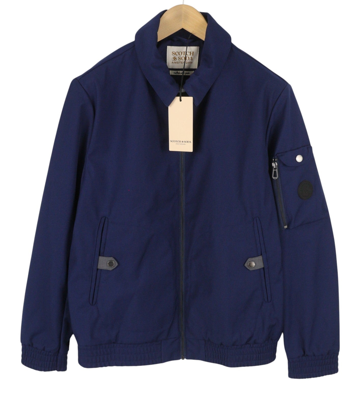 SCOTCH & SODA Men Jacket L Dark Blue Spread Full Zip Lightweight Bomber