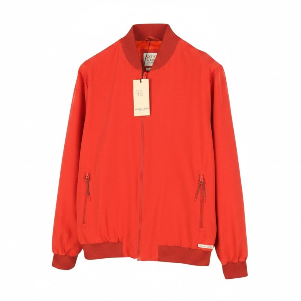 SCOTCH & SODA Men Jacket M Boat Red Patterned Full Zip Lightweight Bomber
