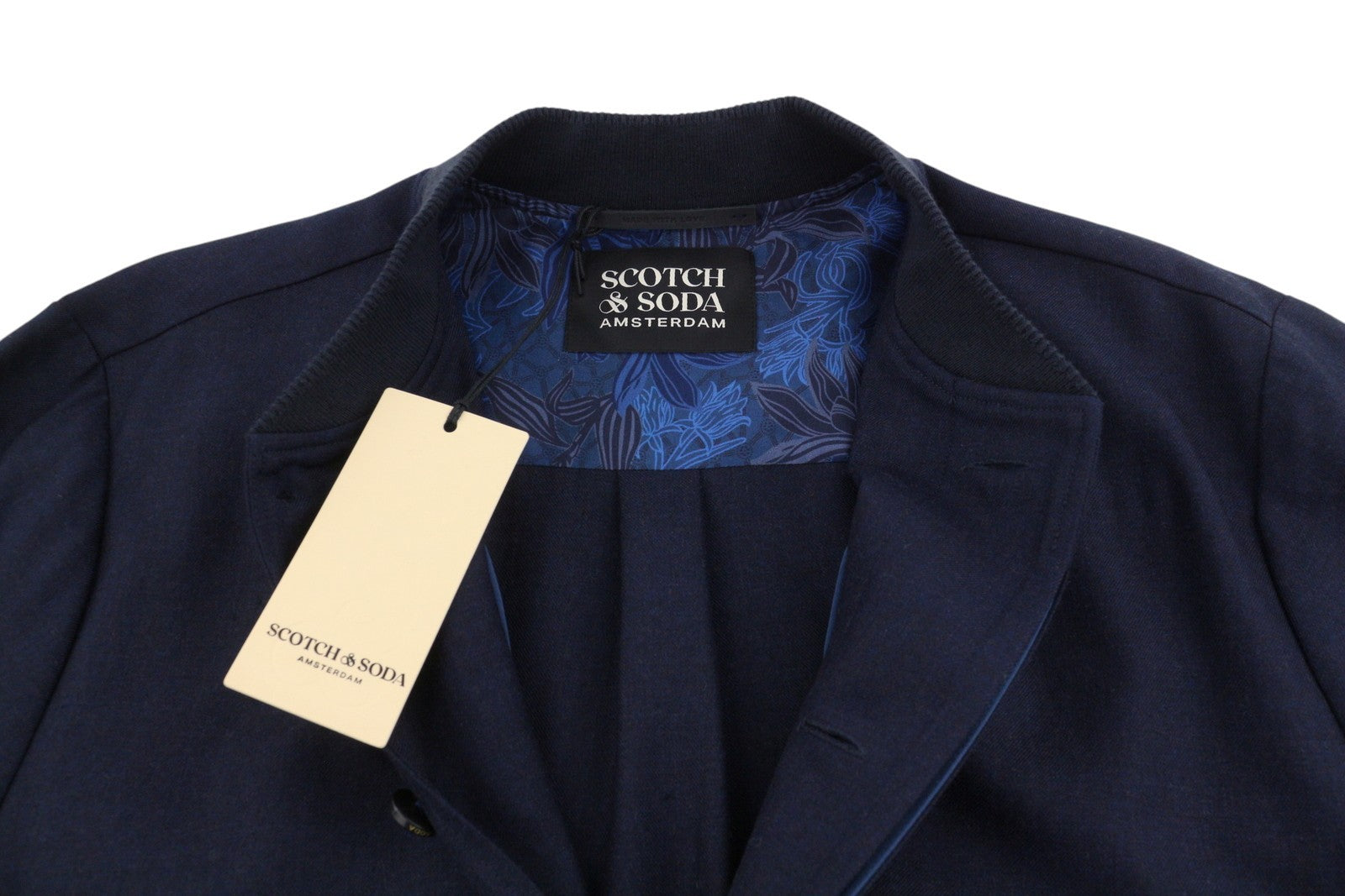 SCOTCH & SODA Men Jacket L Dark Blue Button Up Lightweight Bomber