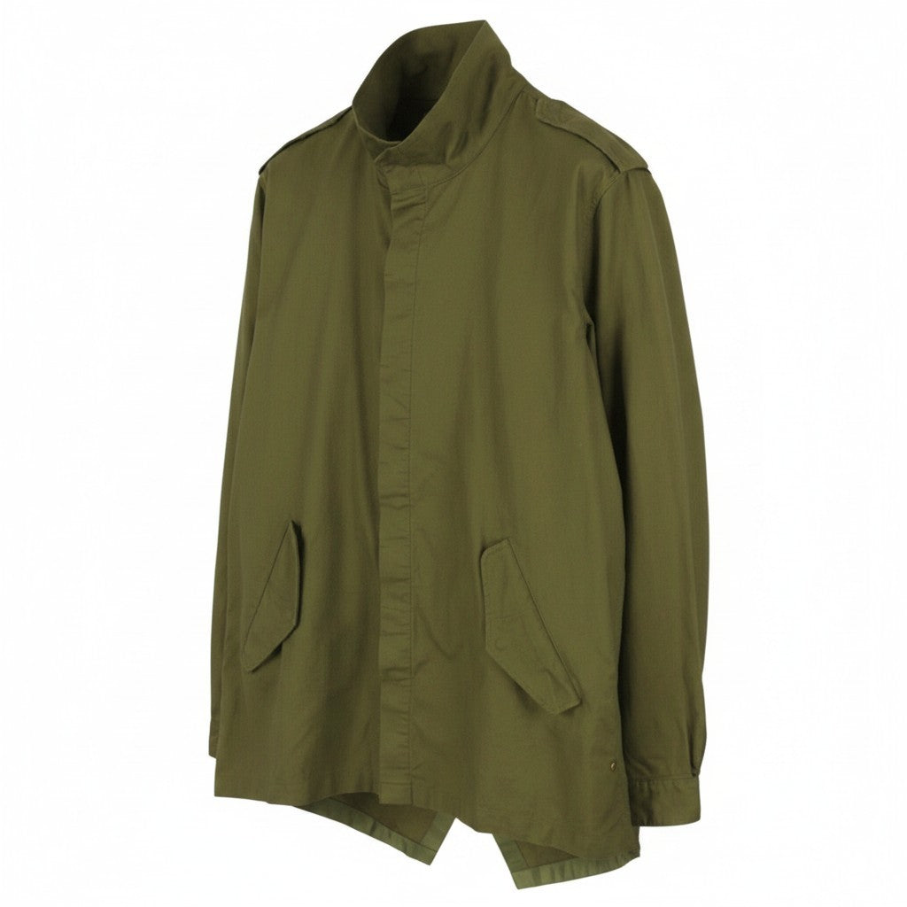 SCOTCH & SODA Men Jacket L Military Green High Neck Snap Buttons Lightweight