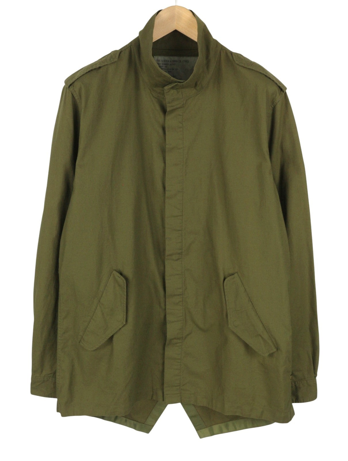 SCOTCH & SODA Men Jacket L Military Green High Neck Snap Buttons Lightweight