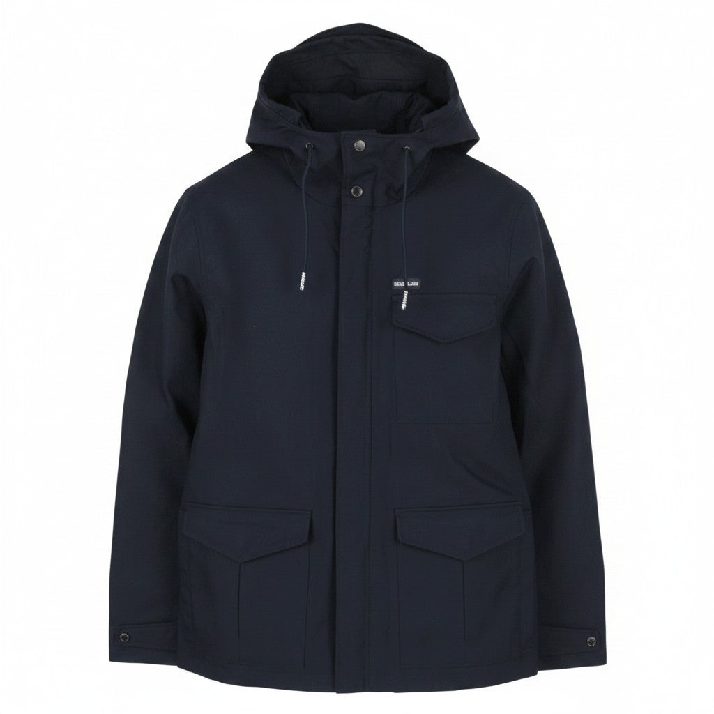 SCOTCH & SODA Men Jacket M Dark Blue Hooded Patch Pockets Light Parka Serie 22