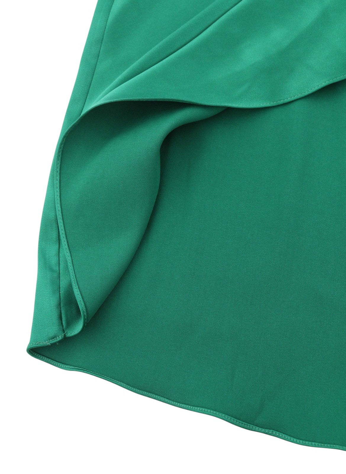 SANDRO Women's Dress 36 S Green Satin Effect Ruffled Wrap Sleeve RRP415