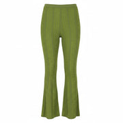 SANDRO Chalamet Women's Trousers 36 S Green Shiny Cable Knit Flared RRP295
