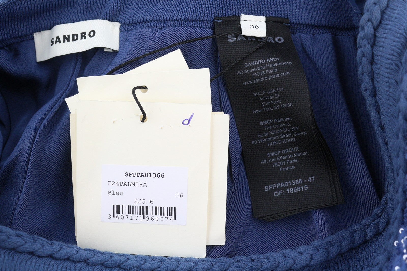 SANDRO Palmira Women's Trousers 36 S Blue Metallic Tweed Straight RRP225