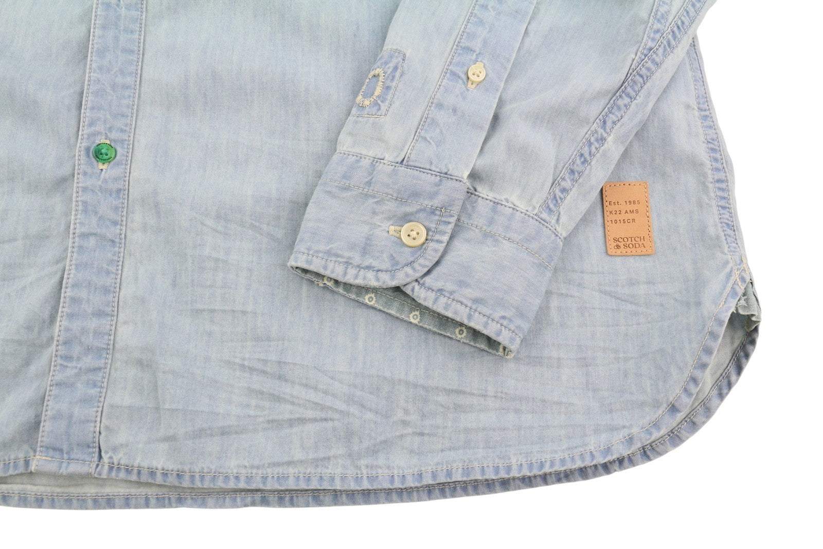 SCOTCH & SODA Men's Shirt XL Blue Faded Button-Up Spread Collar Casual