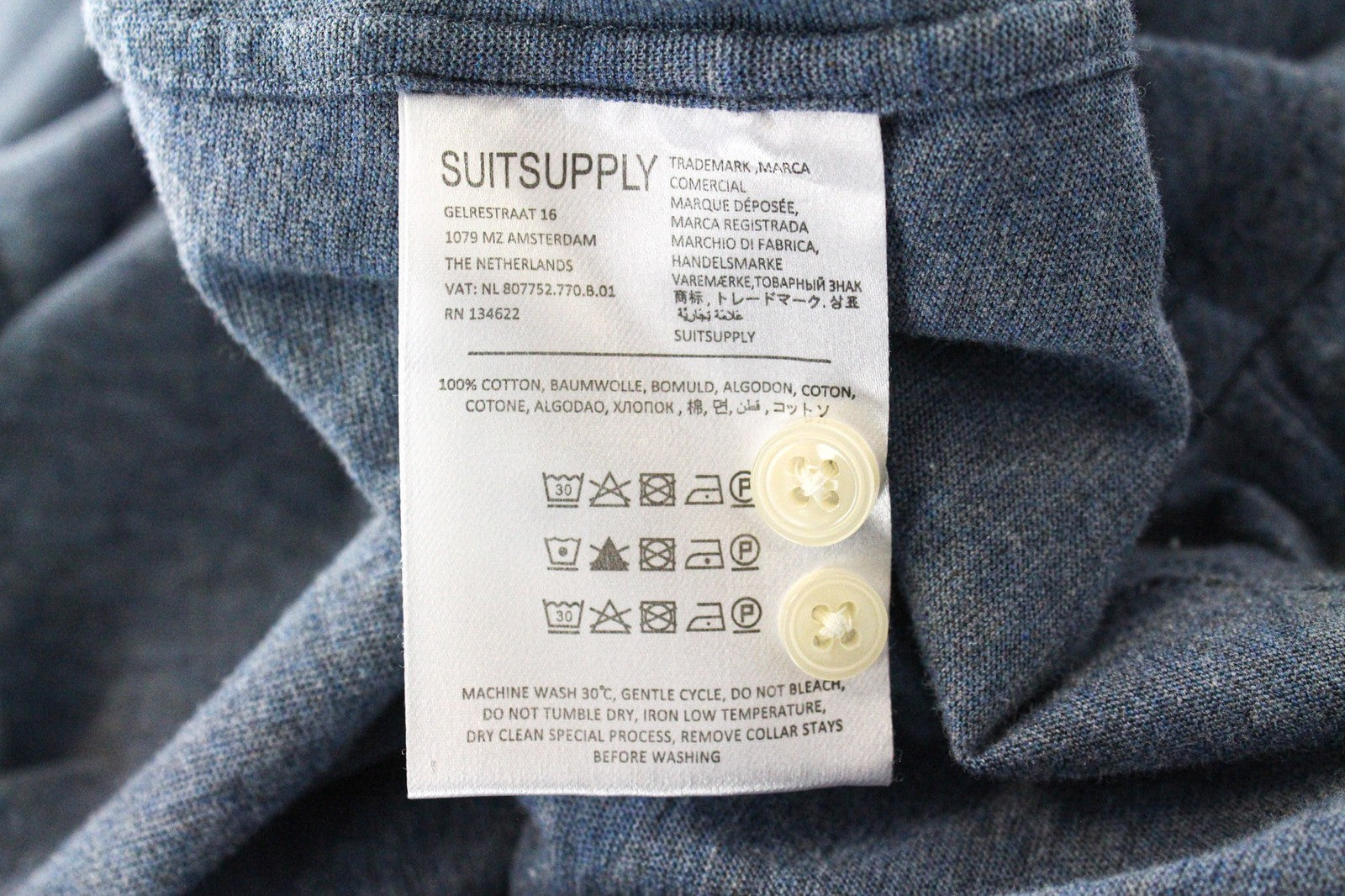 SUITSUPPLY Men T-Shirt 37/38/14 1/2/15 Extra Slim Fit Casual Blue Cotton Polo