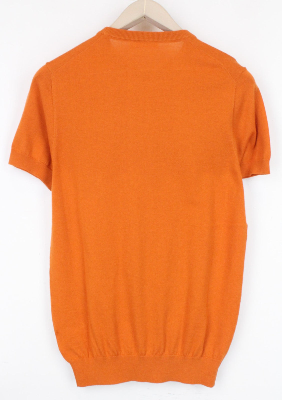 SUITSUPPLY Men T-Shirt S Orange Merino Wool Cotton Short Sleeved Round Neck