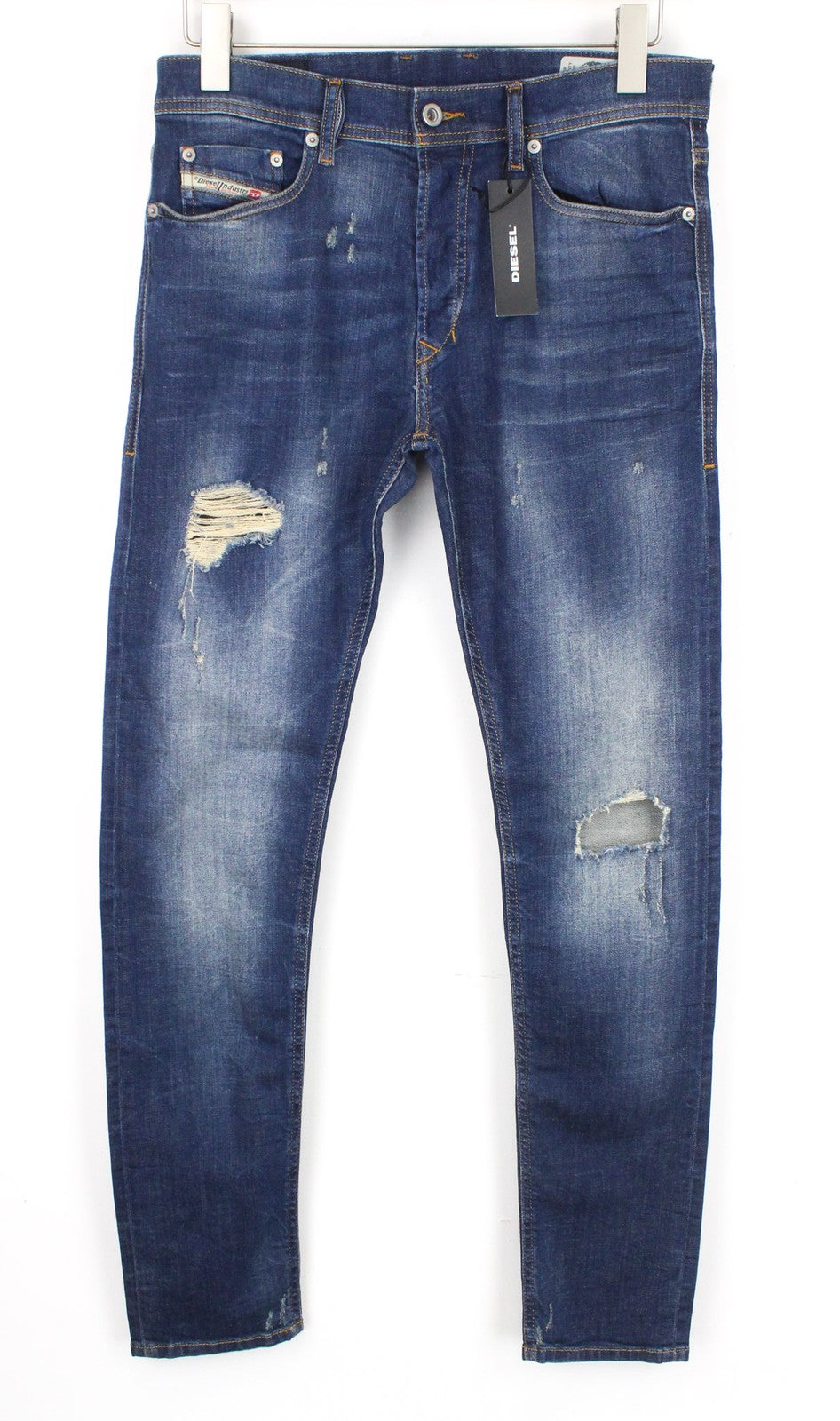 DIESEL Tepphar 084TX Men Jeans W29/L32 Slim Carrot Ripped Cotton Stretch Blue