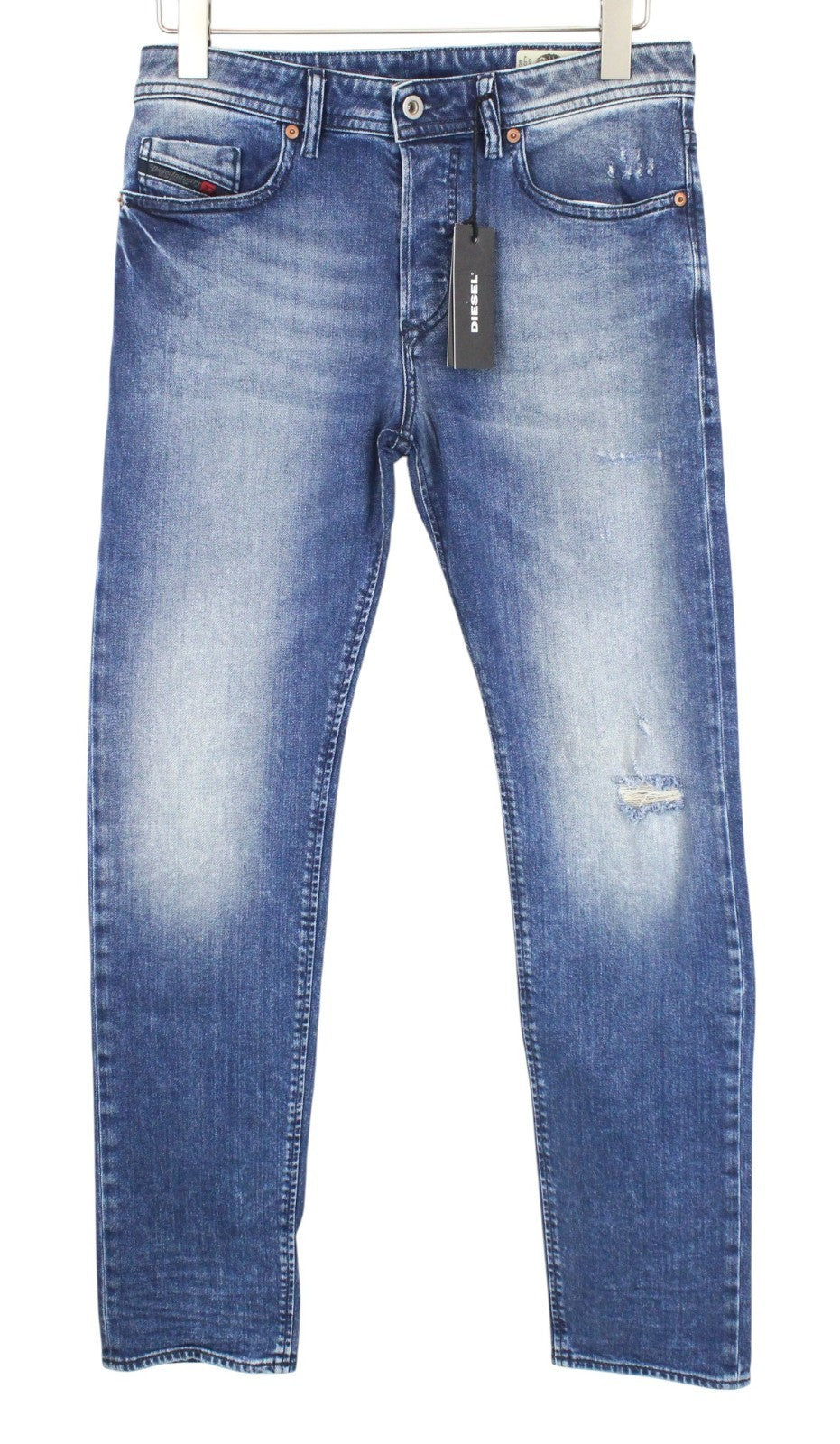 DIESEL Buster 081AQ Men Jeans W28/L32 Slim Taper Ripped Cotton Stretch Blue