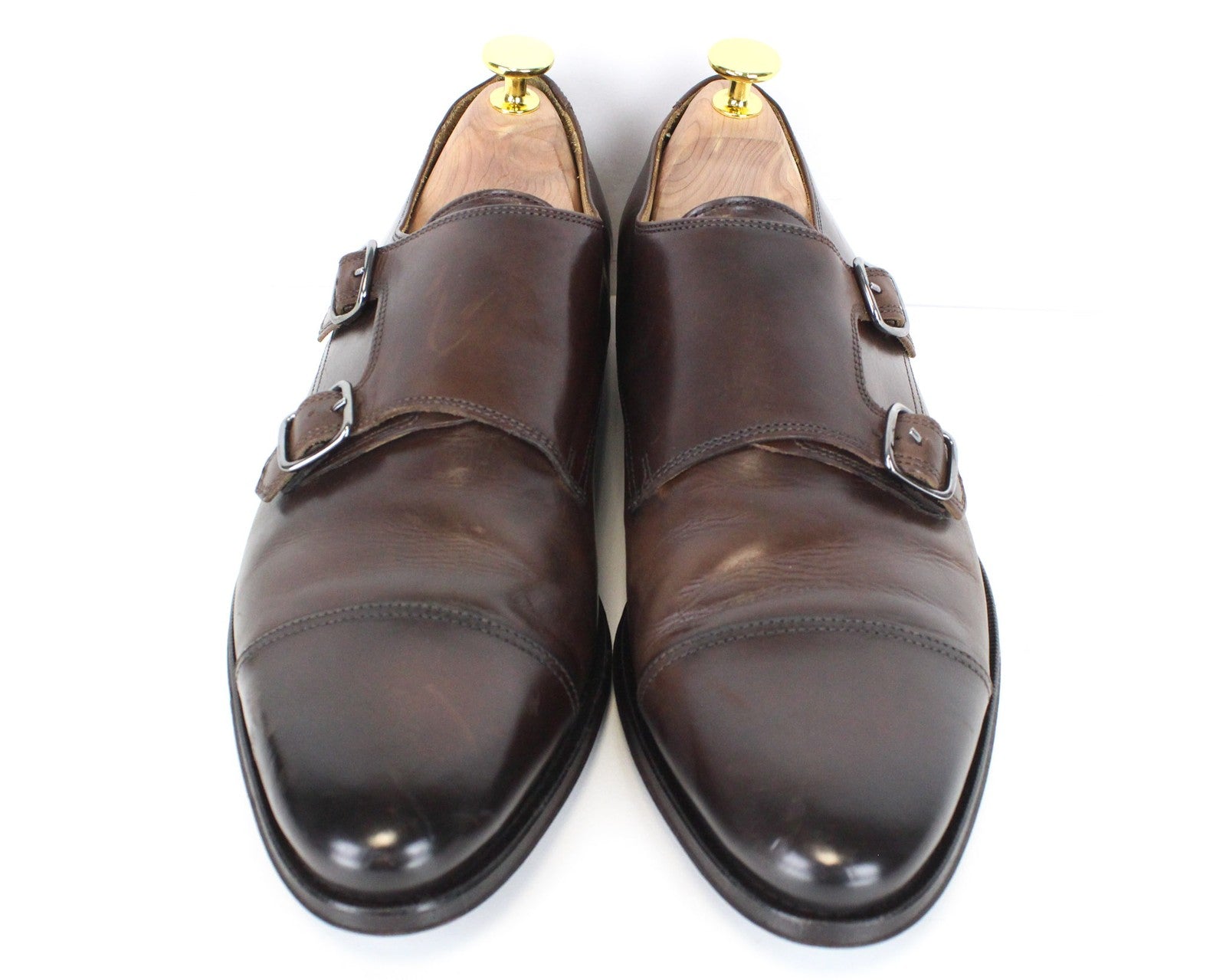 SUITSUPPLY Men Formal Shoes EU40.5 Brown Genuine Leather Double Buckle Classic