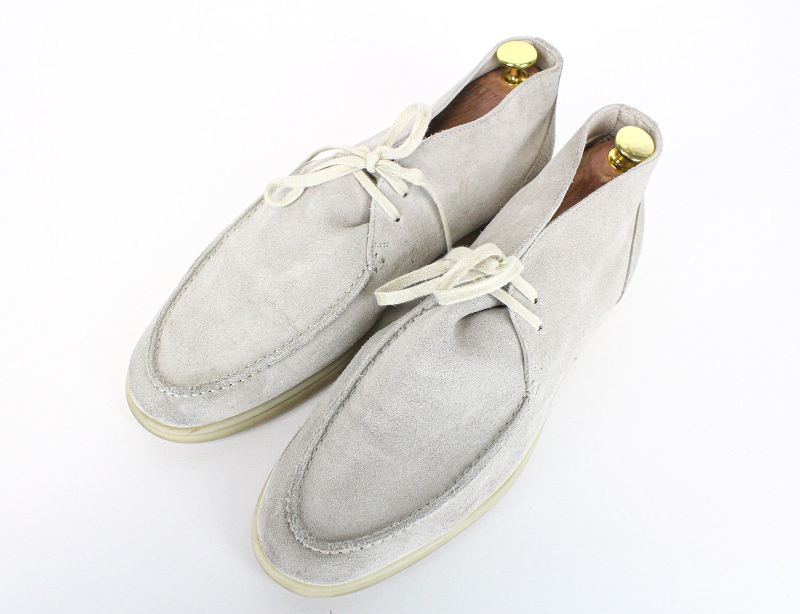 SUITSUPPLY Men Casual Shoes EU43 Light Grey Laced High-Top Leisure Suede