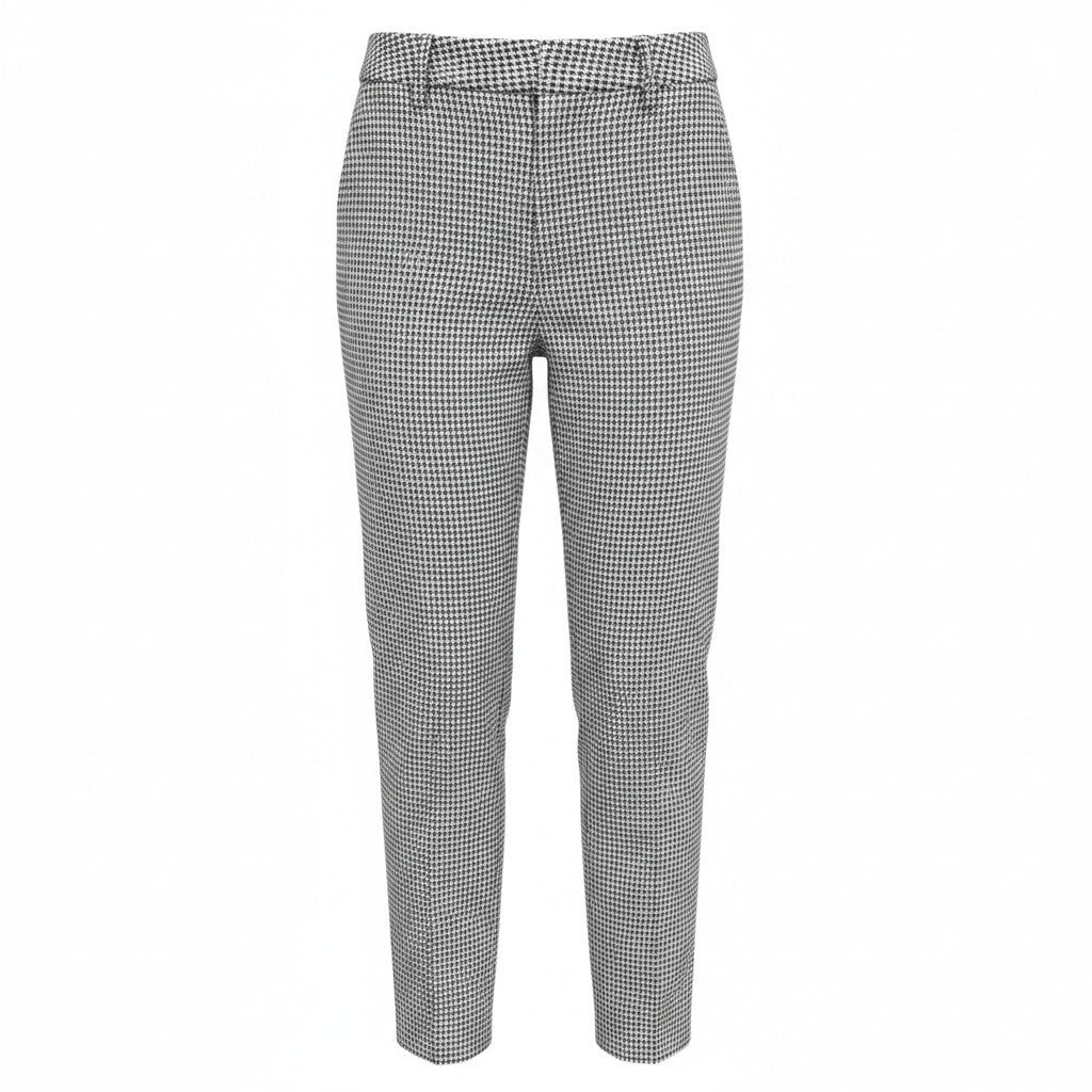 SUISTUDIO Grey Women Trousers UK8R W27 Grey Wool Silk Linen Slim Houndstooth