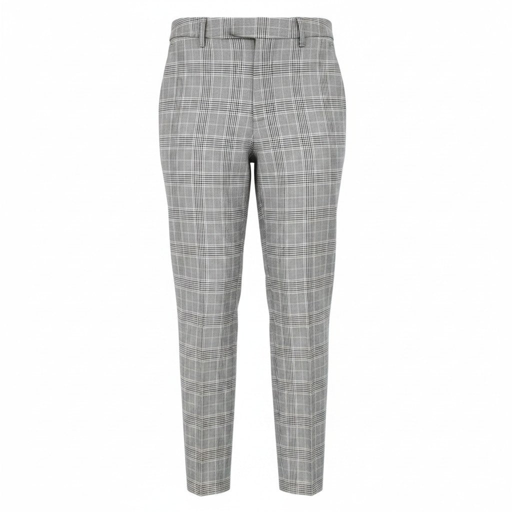 SUISTUDIO Robin Women Trousers UK12S W32 Beige Wool Cashmere Slim Glen Plaid