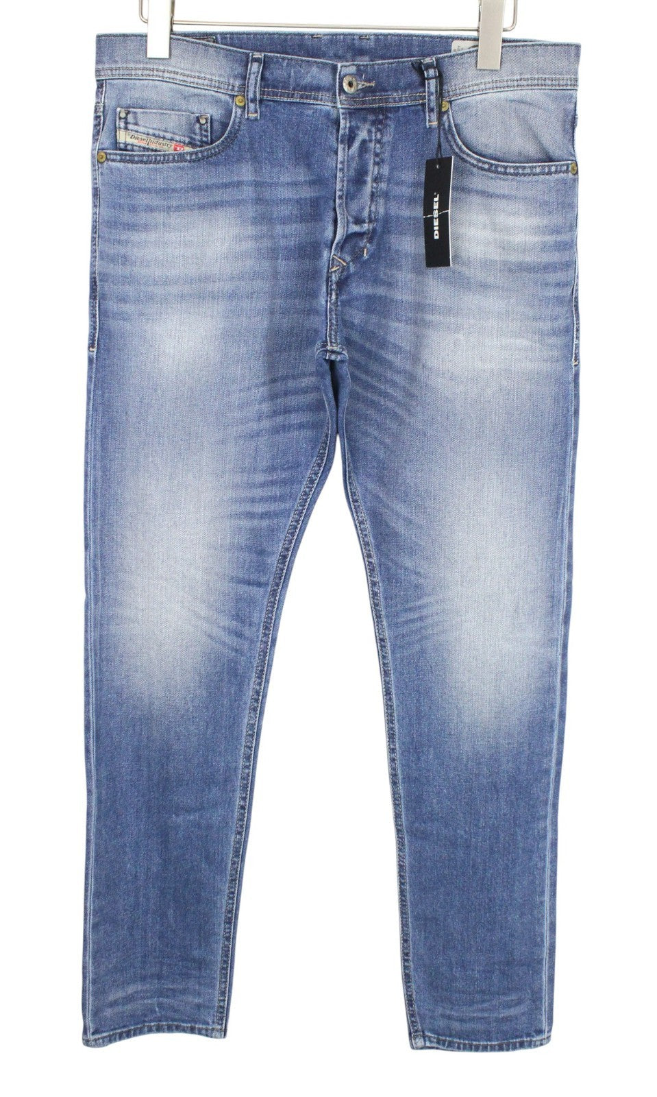 DIESEL Tepphar 0842H Men Jeans W33/L32 Blue Stretch Slim Carrot Cut Button-Fly
