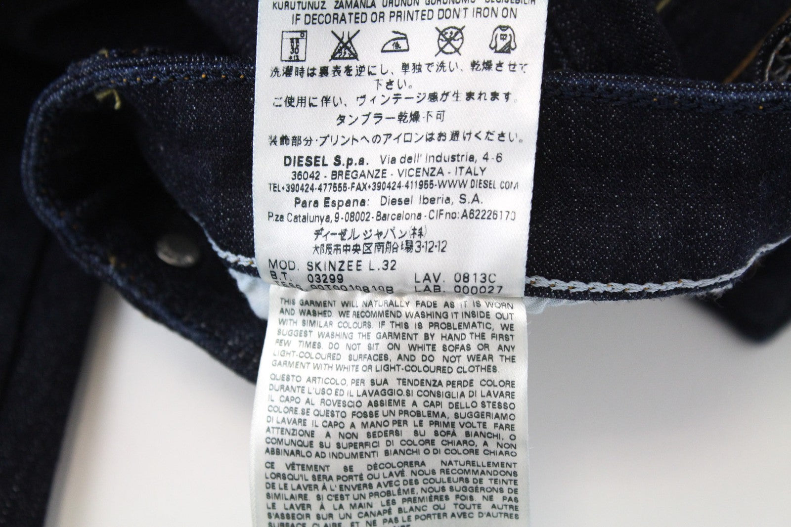 DIESEL Skinzee 0813C Women Jeans W23/L32 Blue Stretch Super Slim Skinny Fitted