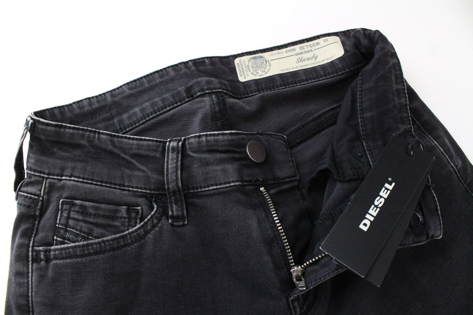 DIESEL Slandy 0680I Women Jeans W23/L32 Grey Stretch Super Slim Skinny Fitted