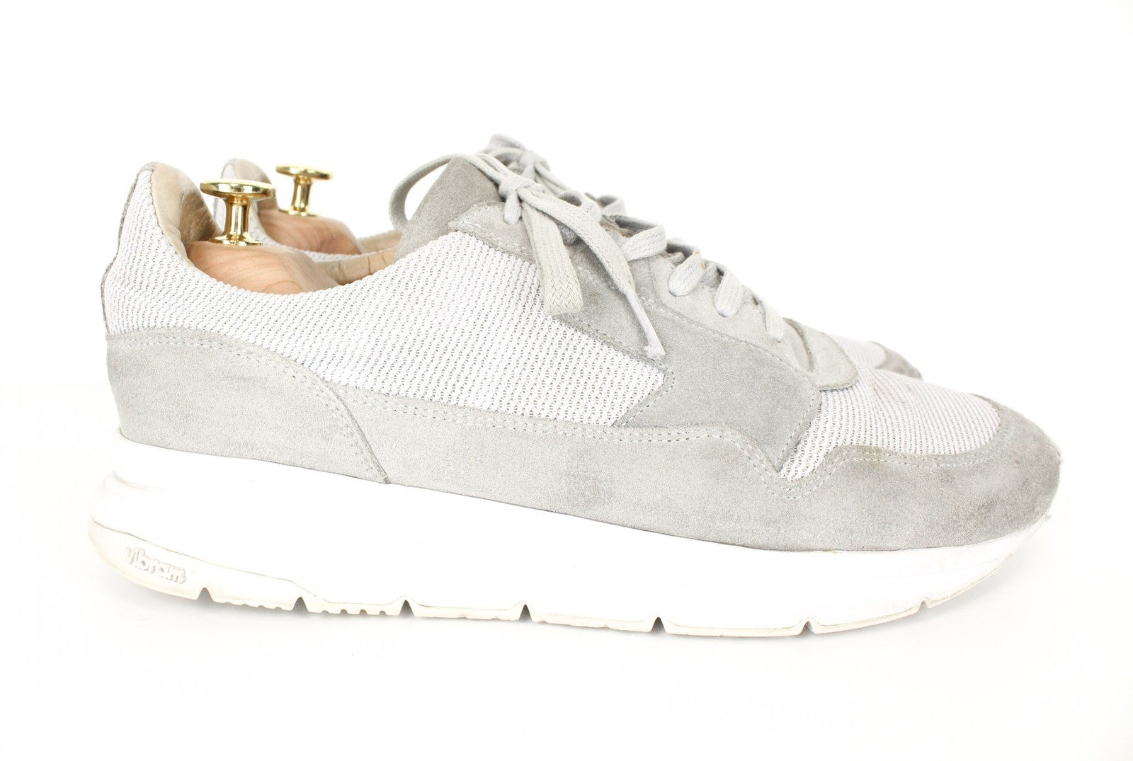 SUITSUPPLY Men Sneakers EU43 Light Grey Trainers Low-Top Leather Vibram Lace Up