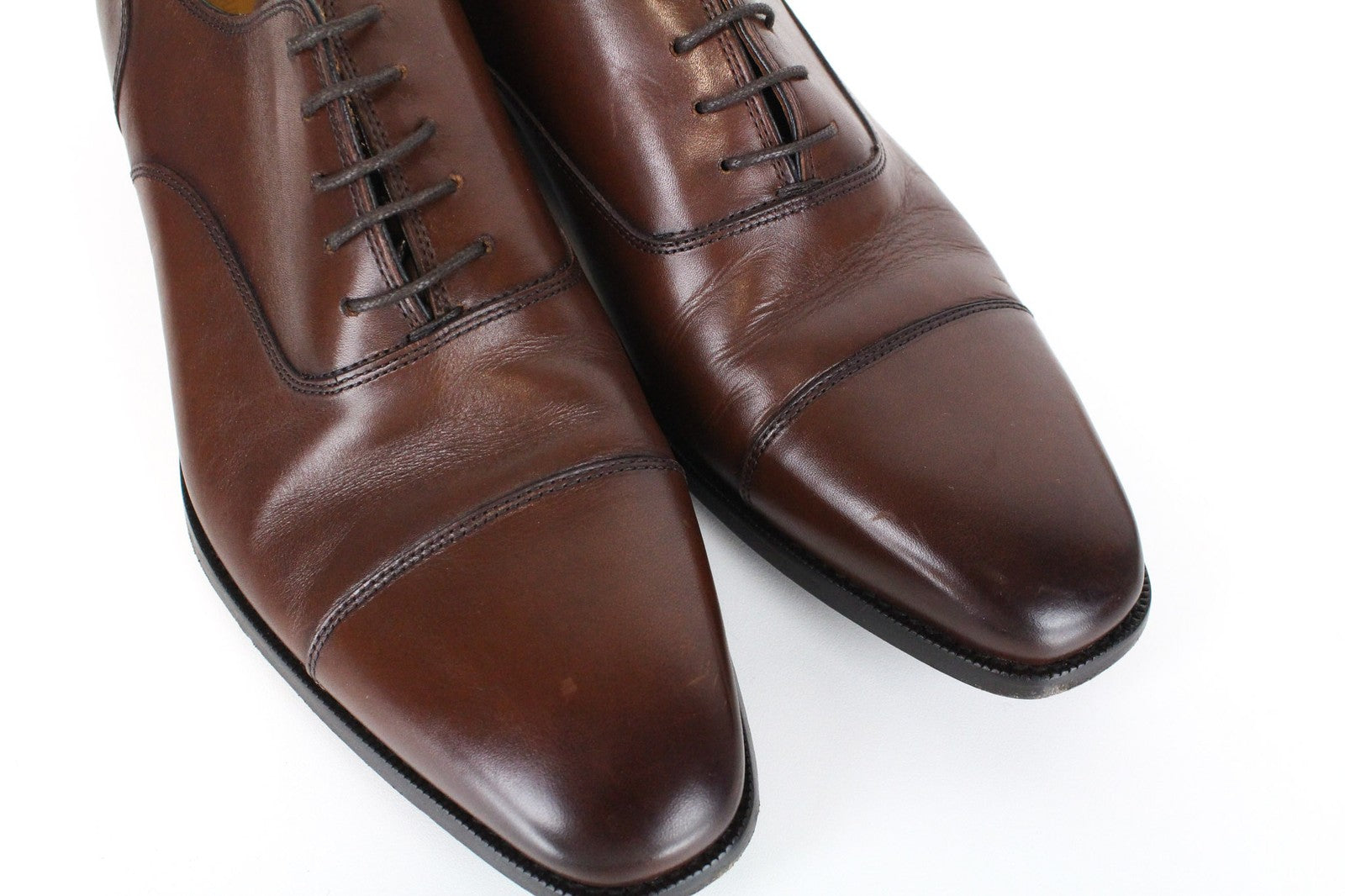 SUITSUPPLY Men Formal Shoes EU43 Mid Brown Calf Leather Derby Classic Lace-Ups