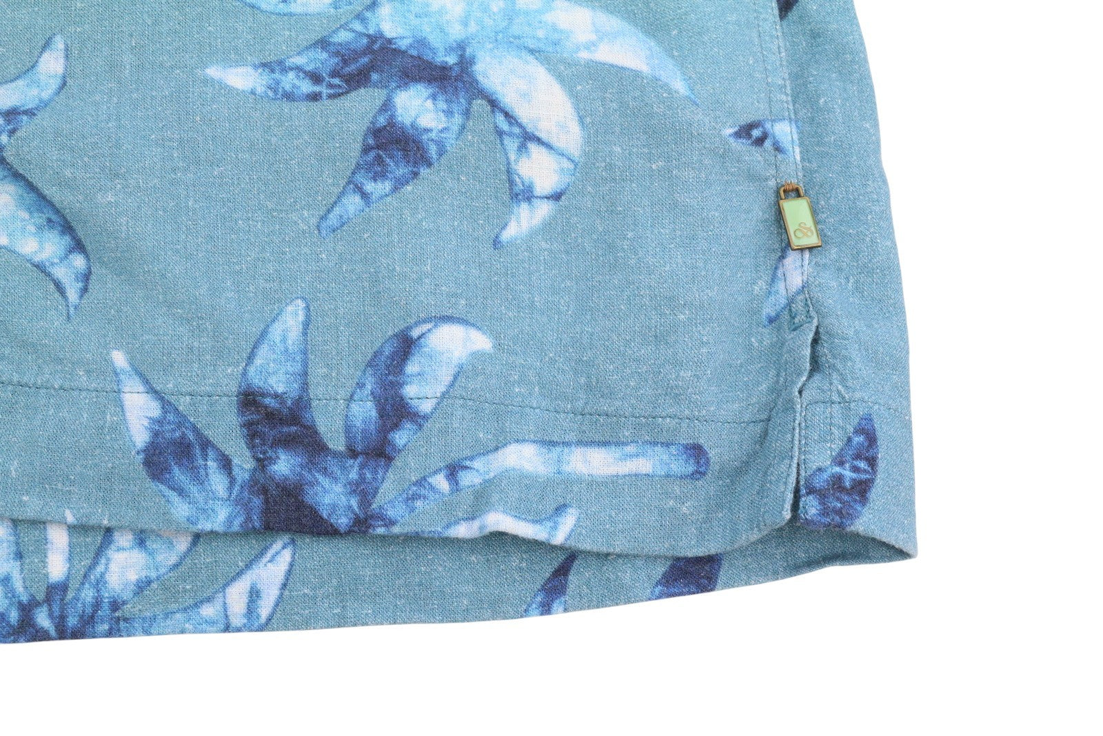 SCOTCH & SODA Men Shirt XL Blue Print Notch Collar Short Sleeve Button Top