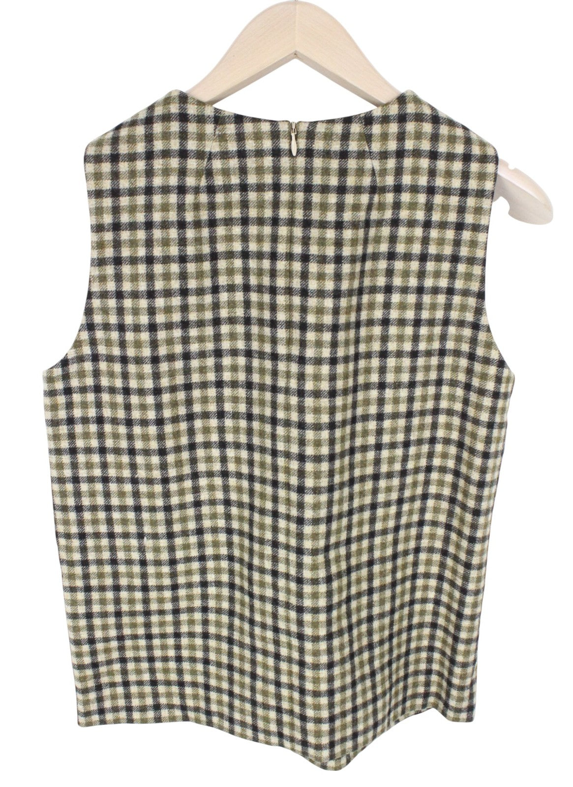 SUISTUDIO Sage Robin Women Set UK10 S Checked Sleeveless Wool Blend 2Pc Suit