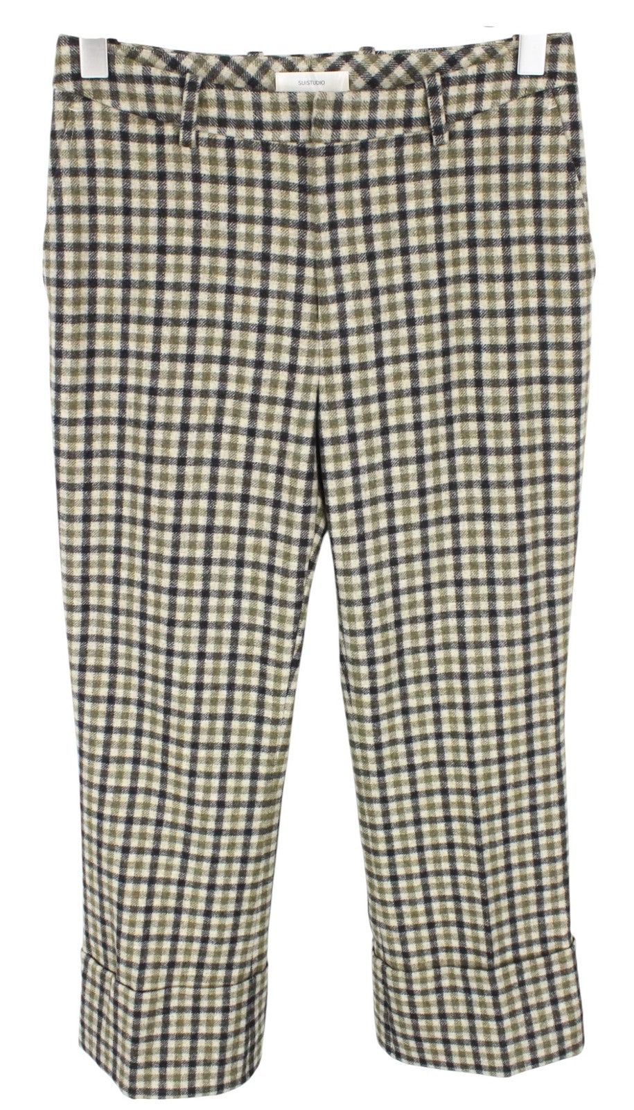 SUISTUDIO Sage Robin Women Set UK10 S Checked Sleeveless Wool Blend 2Pc Suit