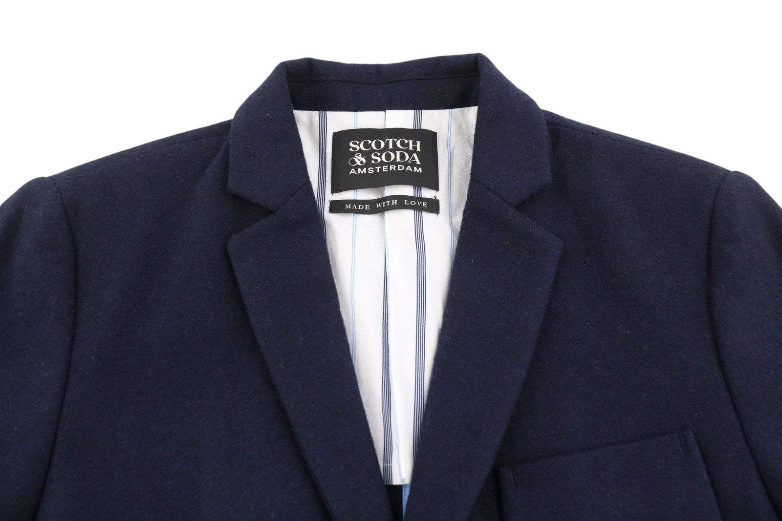 SCOTCH & SODA Men Blazer S Navy Notch Lapel Half Lined 3 Button Jacket