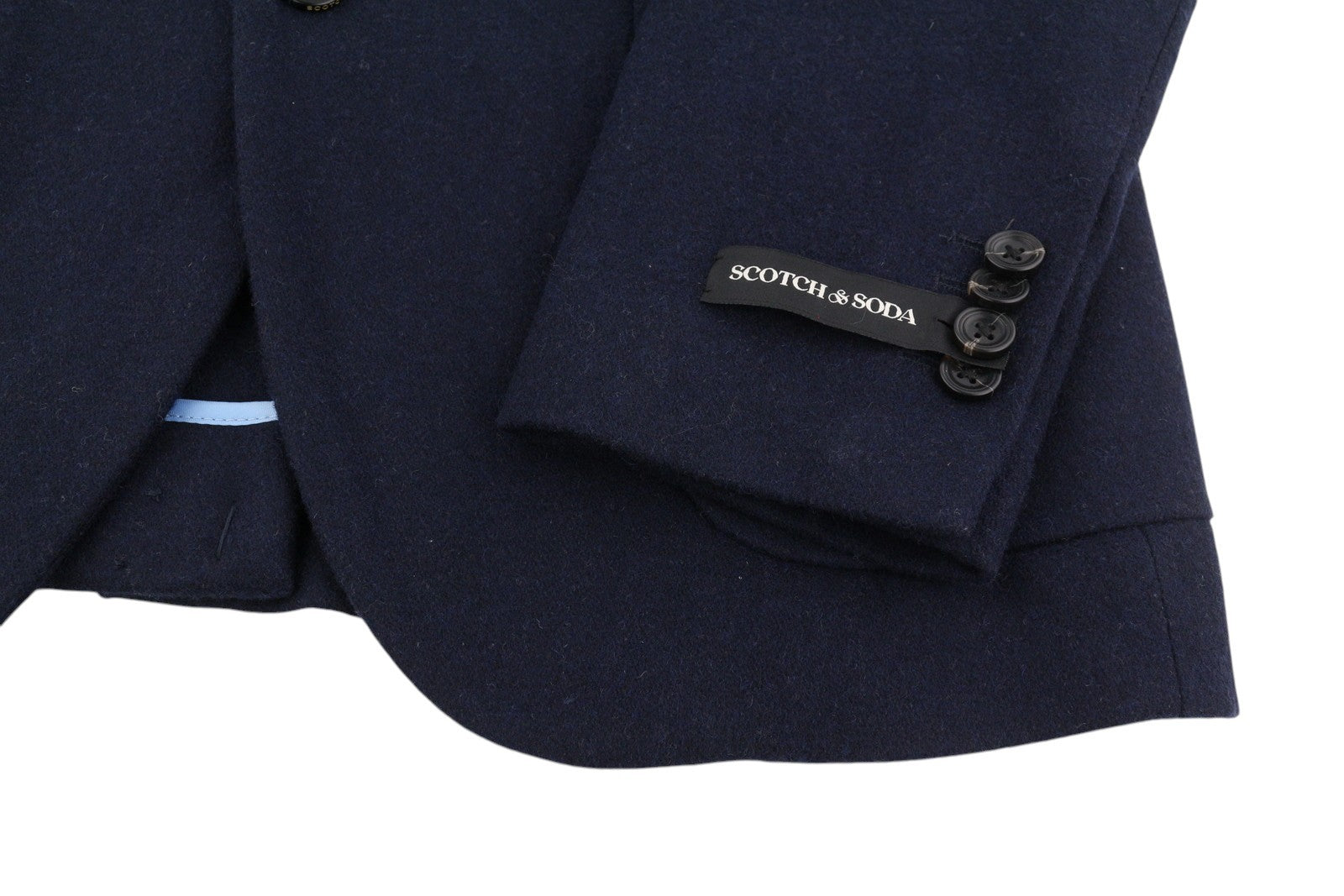 SCOTCH & SODA Men Blazer S Navy Notch Lapel Half Lined 3 Button Jacket