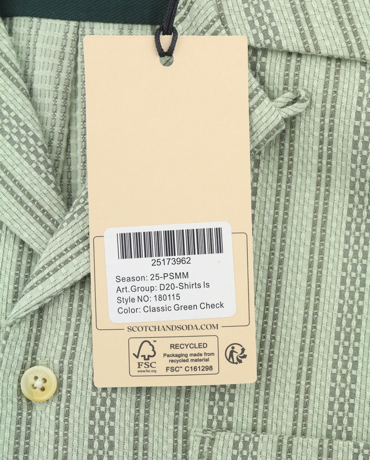 SCOTCH & SODA Men Shirt L Green Pinstripe Heavy Button Pocket Casual Top