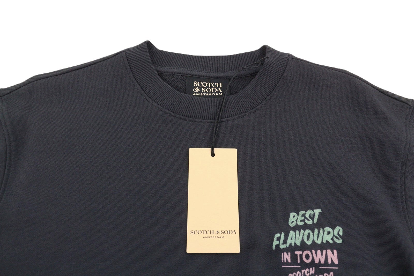 SCOTCH & SODA Men Sweatshirt M Washed Black Patterned Cotton Crew Pull On