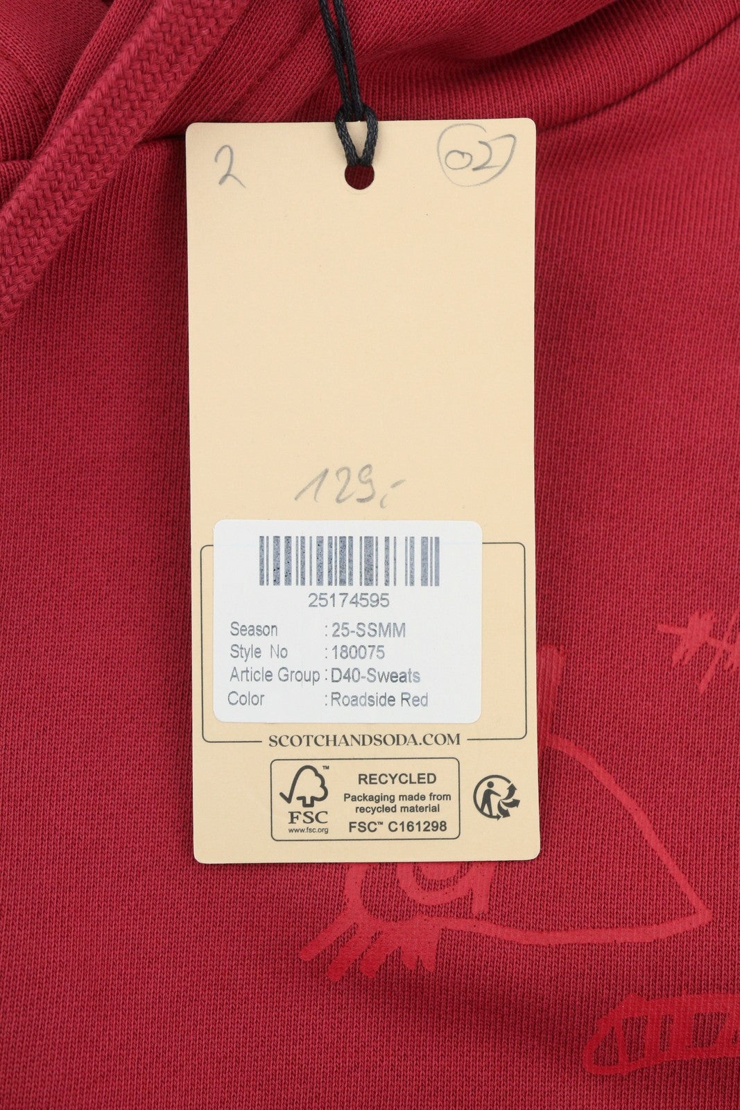 SCOTCH & SODA Men Hoodie M Red Cotton Hooded Kangaroo Pocket Pull On