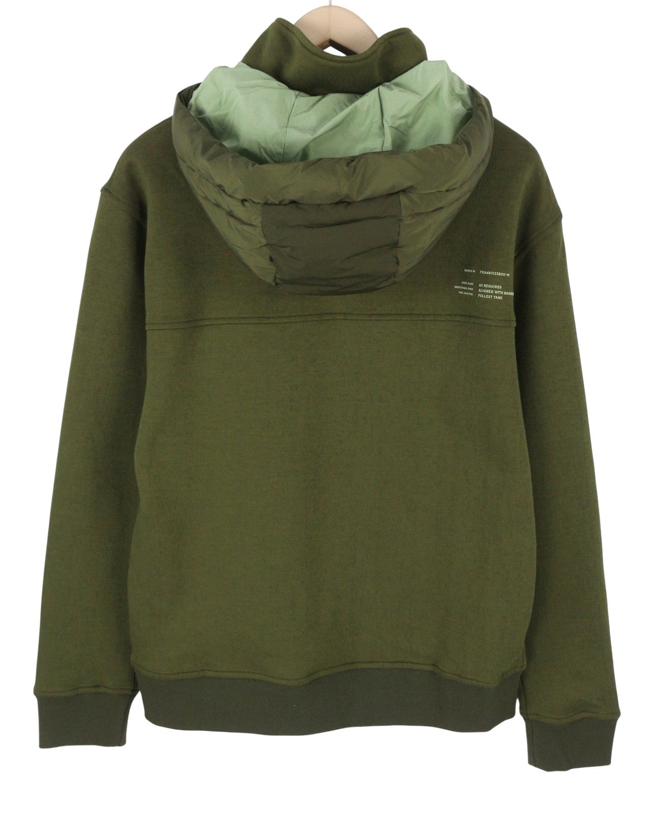 SCOTCH & SODA Men Hoodie M Green Padded Hood Half Zip Patch Pocket Pull On