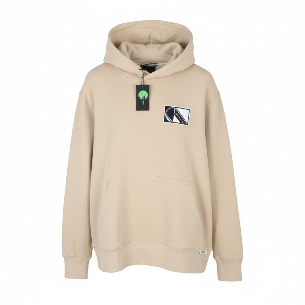 SCOTCH & SODA Men Hoodie L Beige Cotton Kangaroo Pocket Hooded Pull On