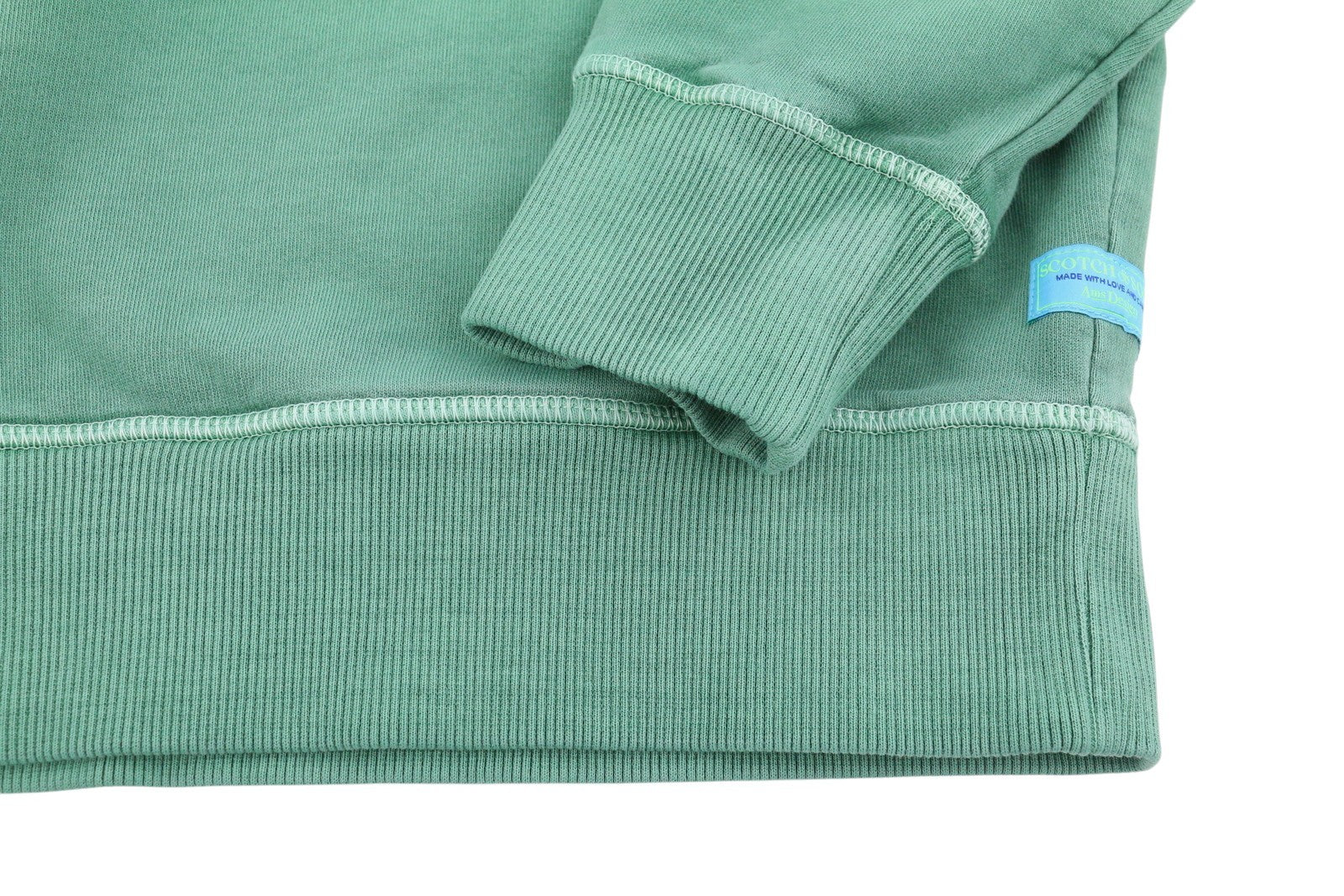 SCOTCH & SODA Men Hoodie M Preppy Green Faded Cotton Pocket Pull On