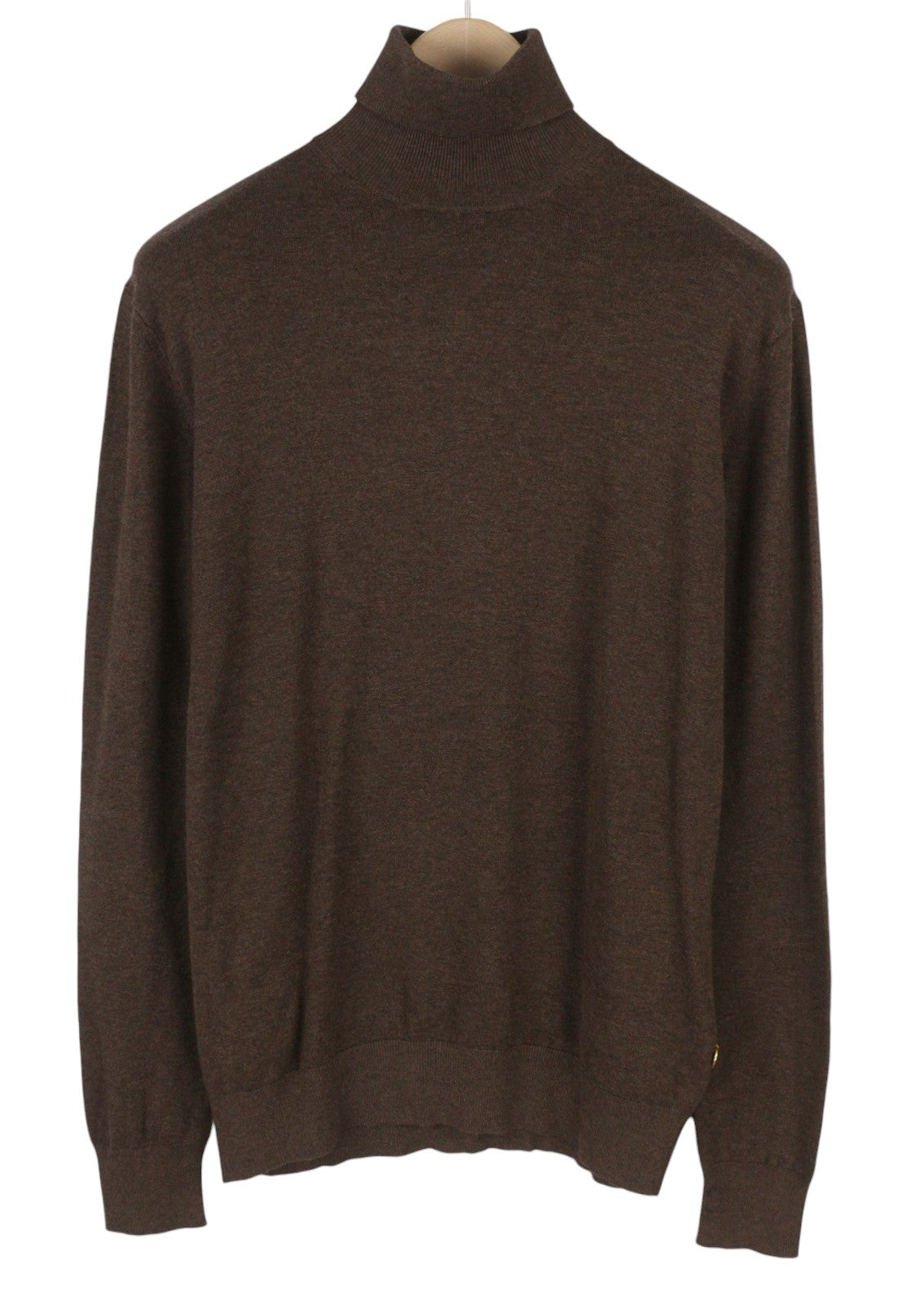 SCOTCH & SODA Men Jumper L Brown Melange High Neck Tight Knit Sweater