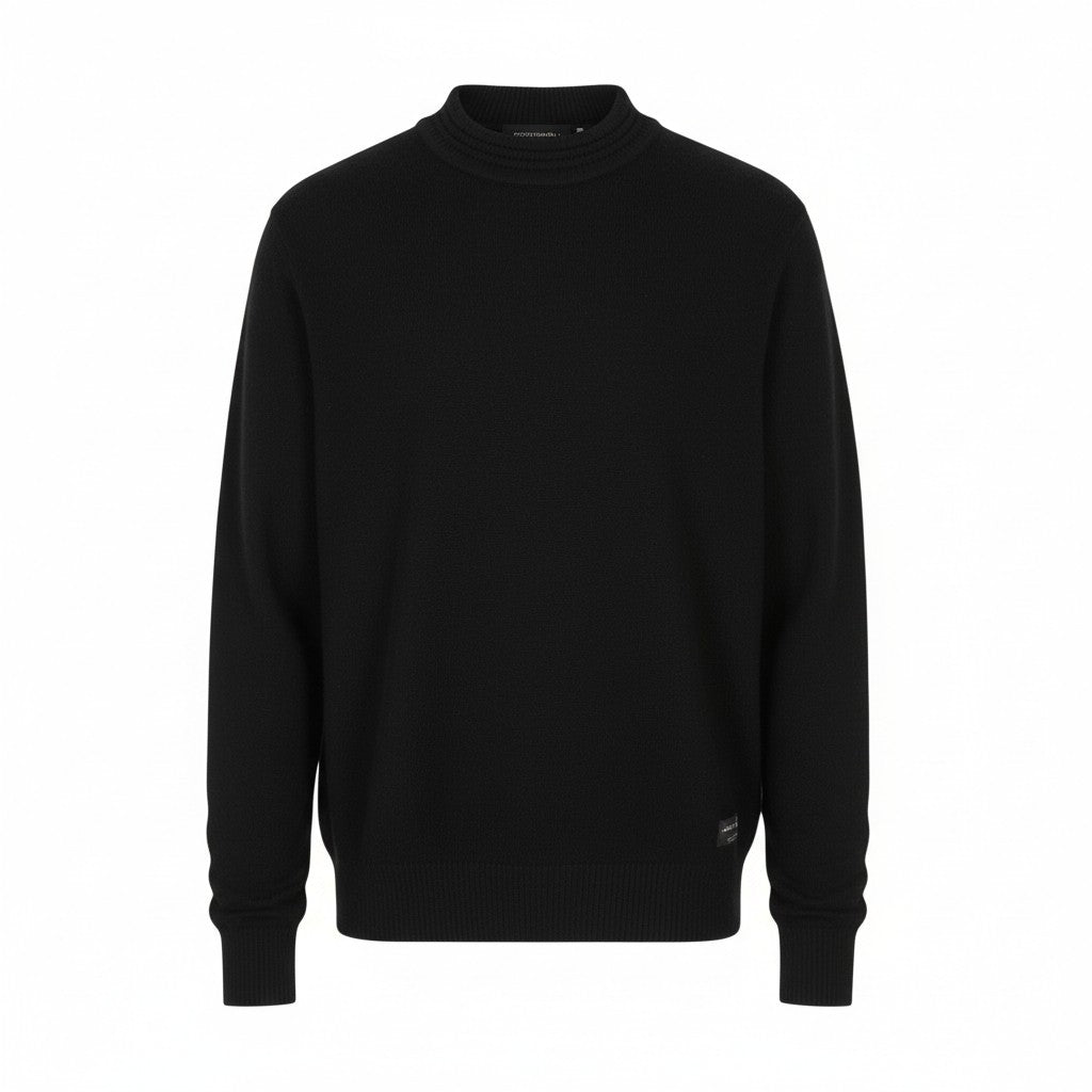 SCOTCH & SODA Men Jumper L Black Tight Knit Mock Neck Soft 22 Serie