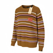 SCOTCH & SODA Men Jumper L Brown Stripe Wool Crew Neck Tight Knit Pull On