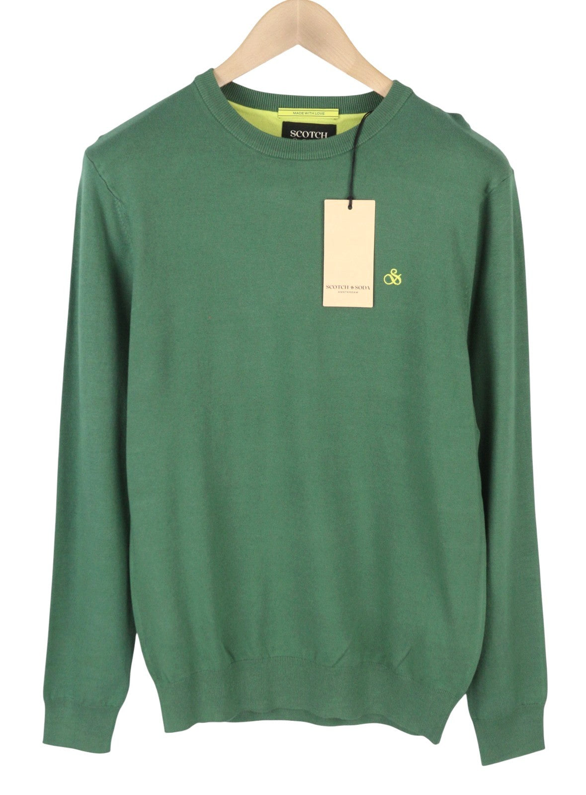 SCOTCH & SODA Men Jumper M Green Crew Neck Tight Knit Pull On