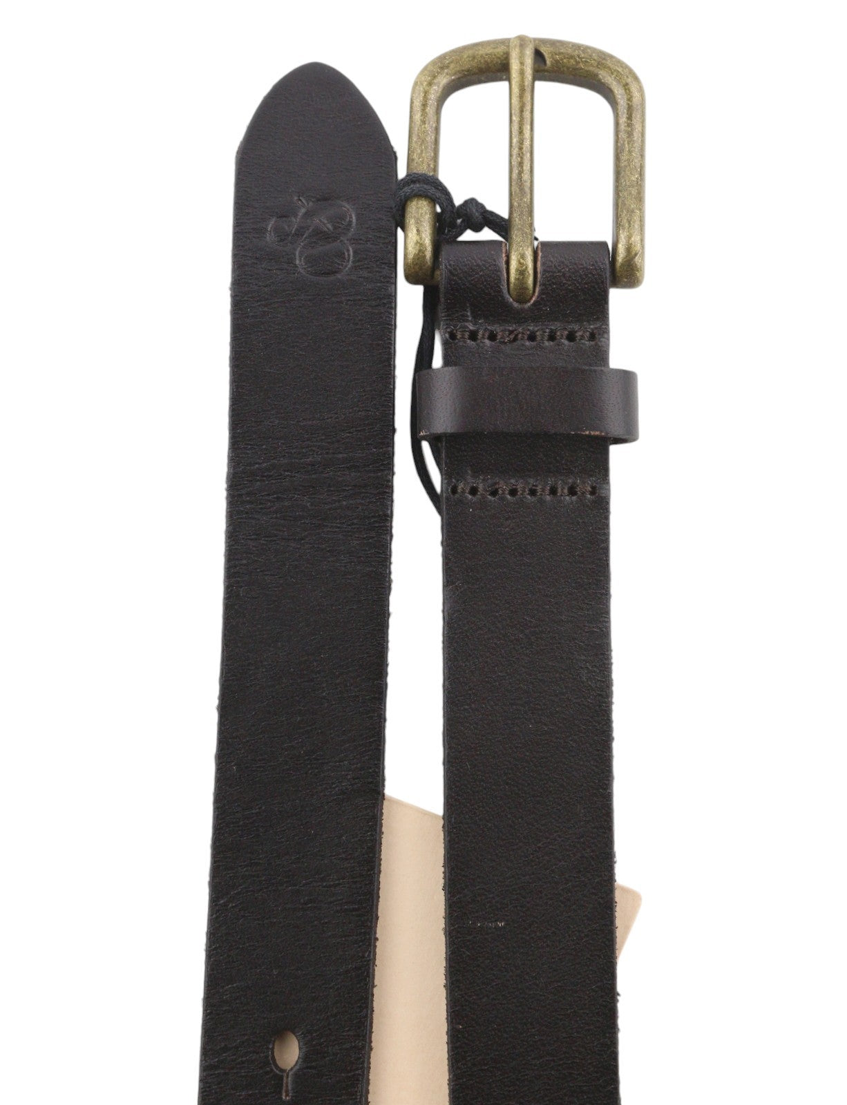 SCOTCH & SODA Men Belt 117 CM Dark Brown Leather Gold Tone Details Buckle