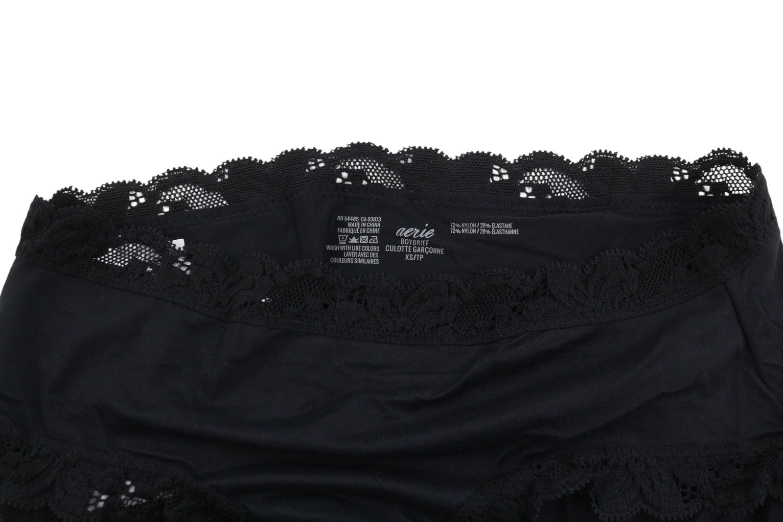 AERIE Sunnie Blossom Women Underwear XS Black Lace Trim Boybrief
