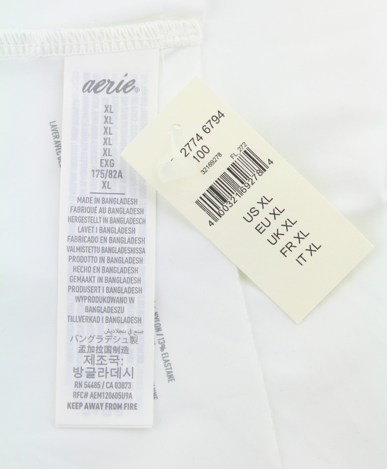 AERIE No Show Cheeky Coquine Women Underwear XL White Stretch