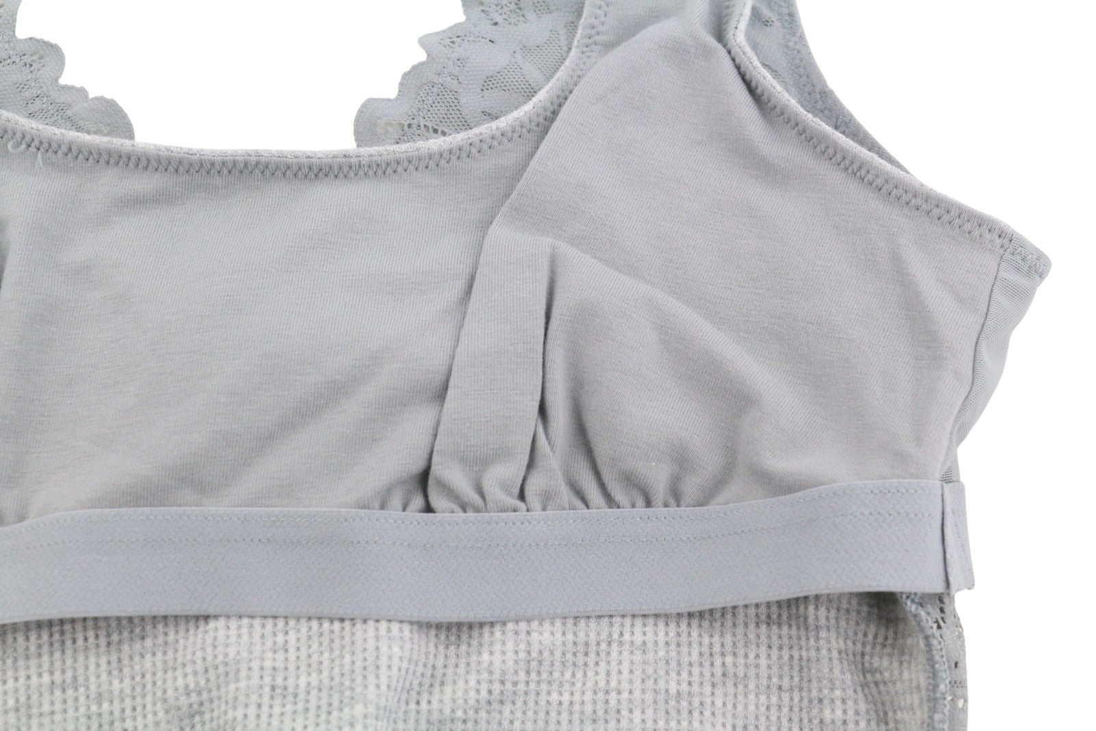 AERIE Women Underwear S Grey Melange Lace Waffle Longline Bralette