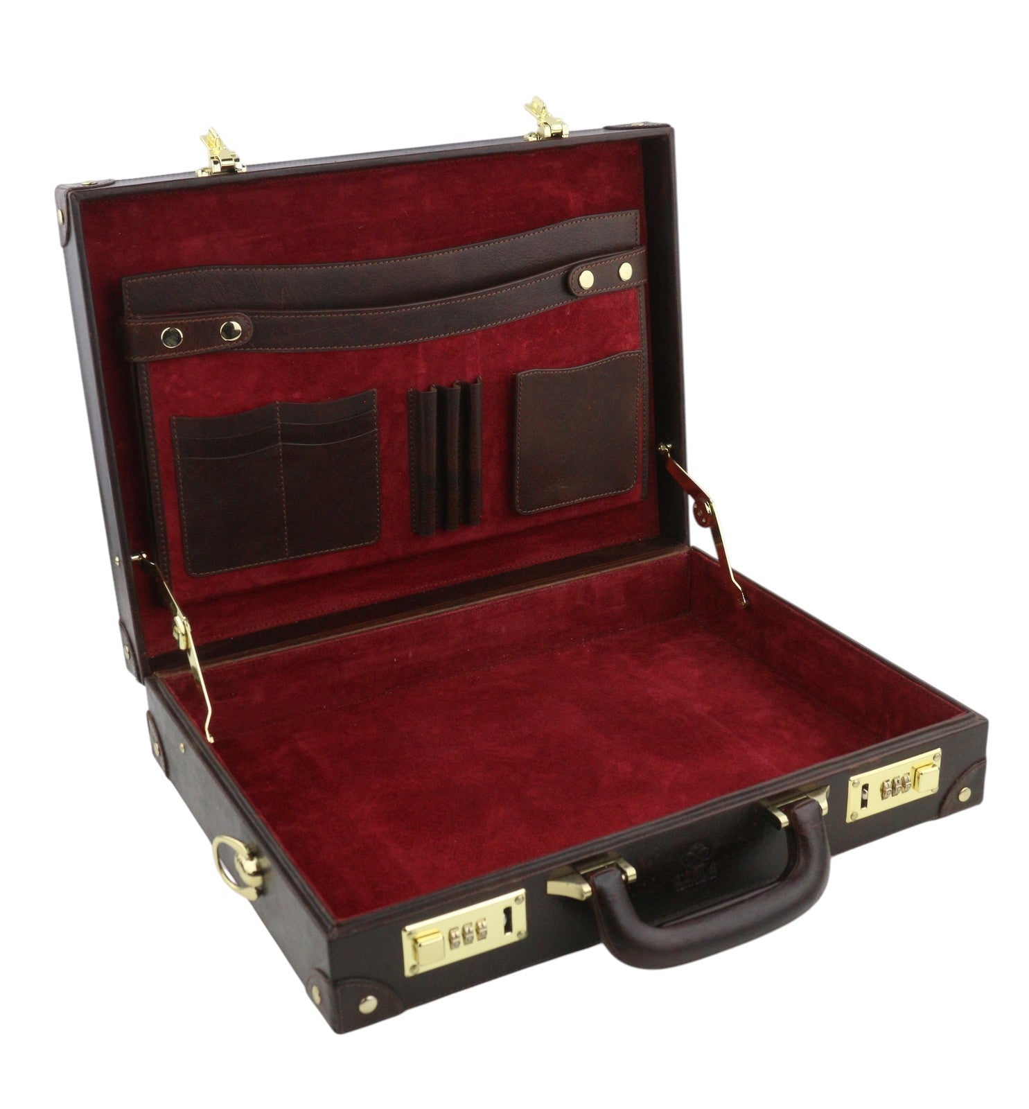 TIME RESISTANCE A Legary Men Bag OS Brown Leather Attache Case Briefcase RRP450