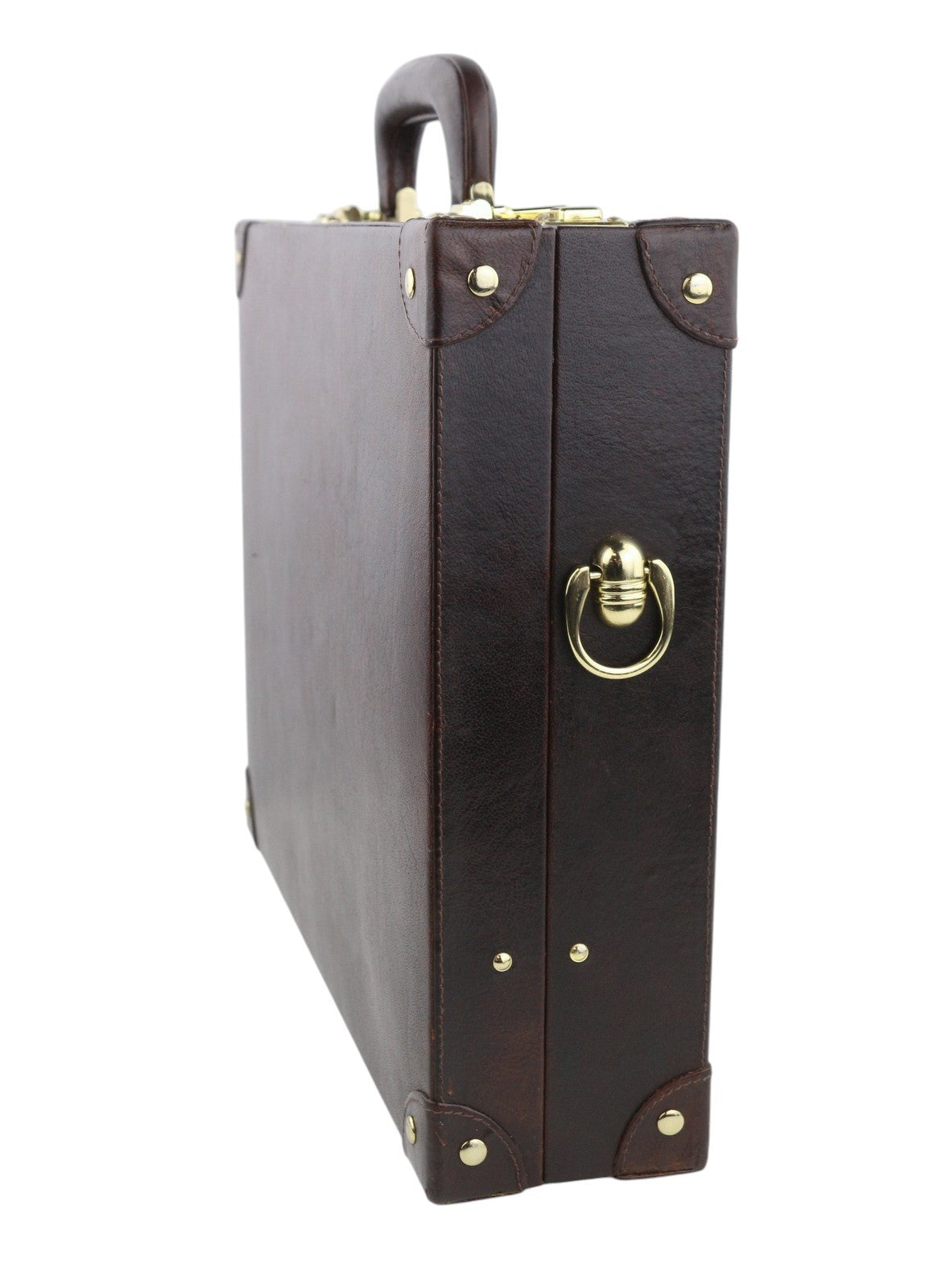 TIME RESISTANCE A Legary Men Bag OS Brown Leather Attache Case Briefcase RRP450
