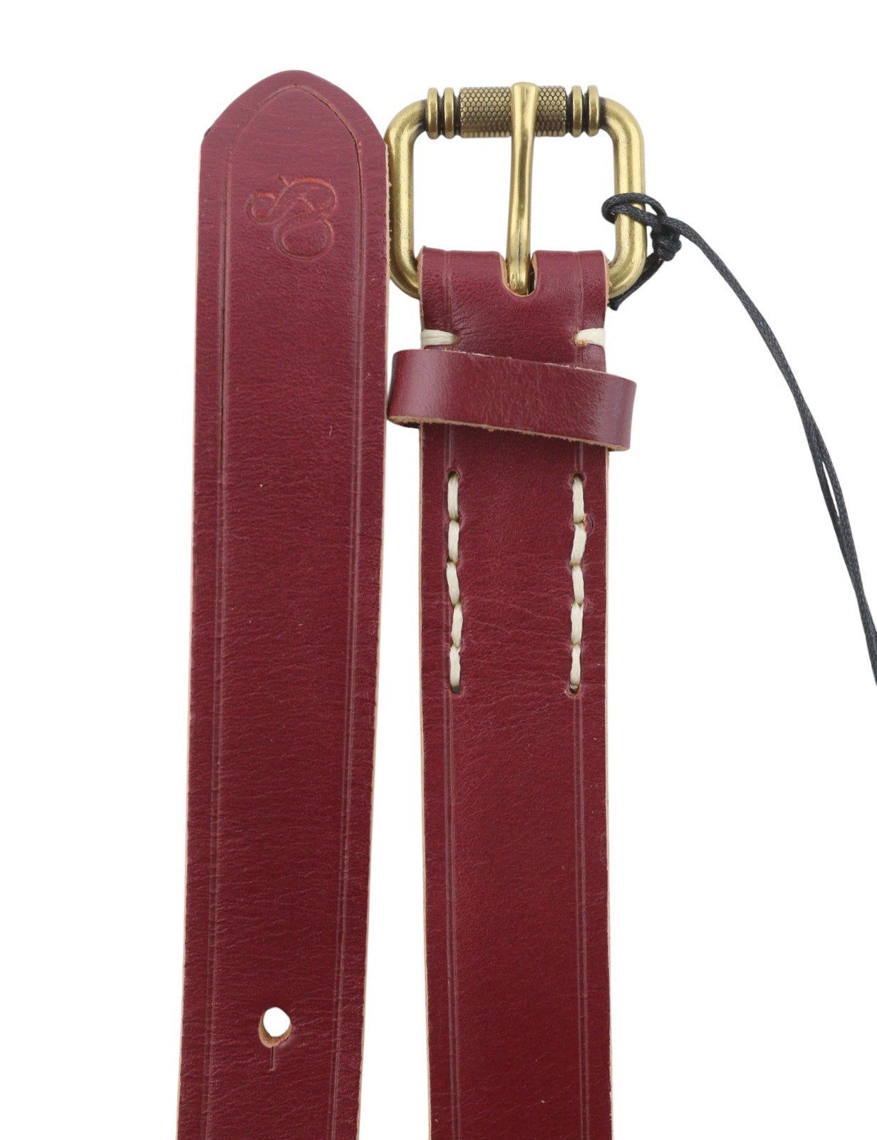 SCOTCH & SODA Men Belt 117 CM Burgundy Cow Leather Gold Tone Buckle