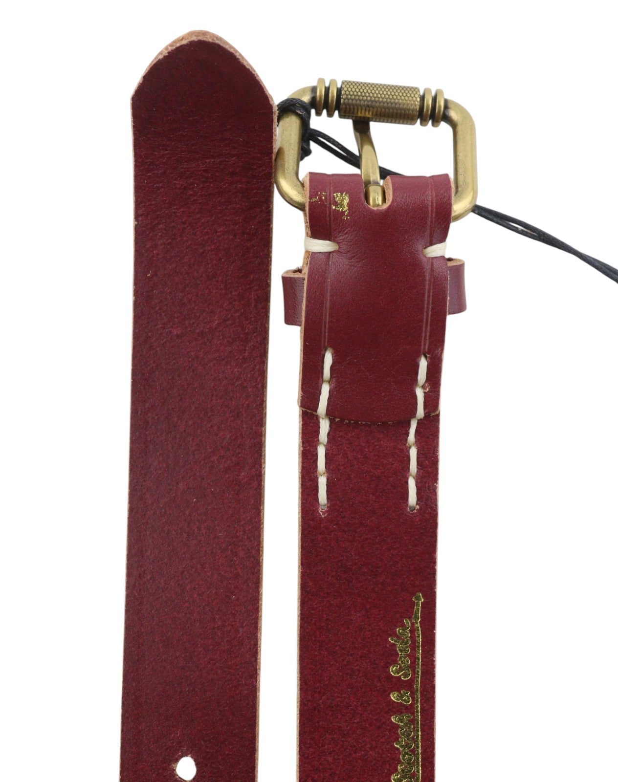 SCOTCH & SODA Men Belt 117 CM Burgundy Cow Leather Gold Tone Buckle