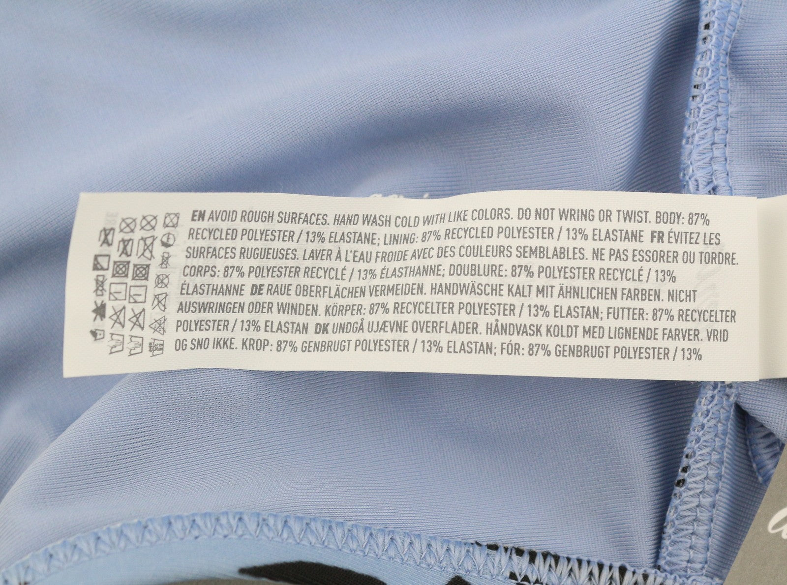 AERIE Women Bikini Top M Blue Patterned Knot Cap Sleeve Beach Swimwear
