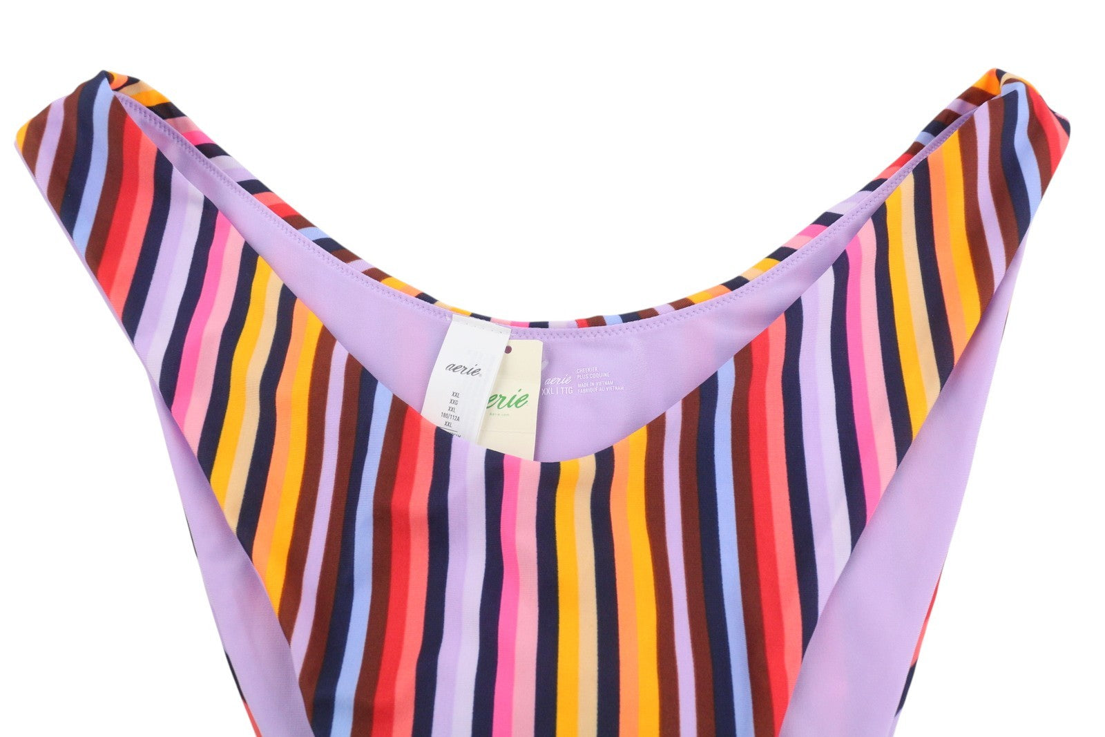 AERIE Women Bikini Bottoms 2XL Colourful Pinstriped Lined Beach Swimwear