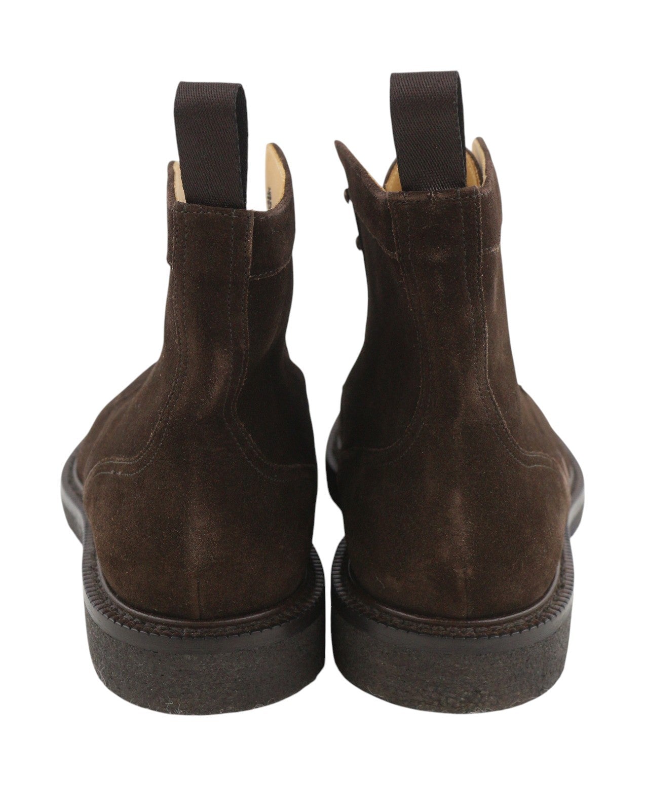 SUITSUPPLY Men Boots EU43 Brown Suede Leather Almond Toe Laced Mid Top